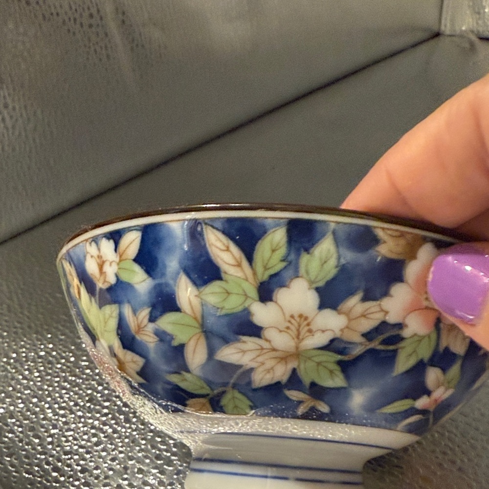 Vintage Japanese Mino ware ceramic rice bowl